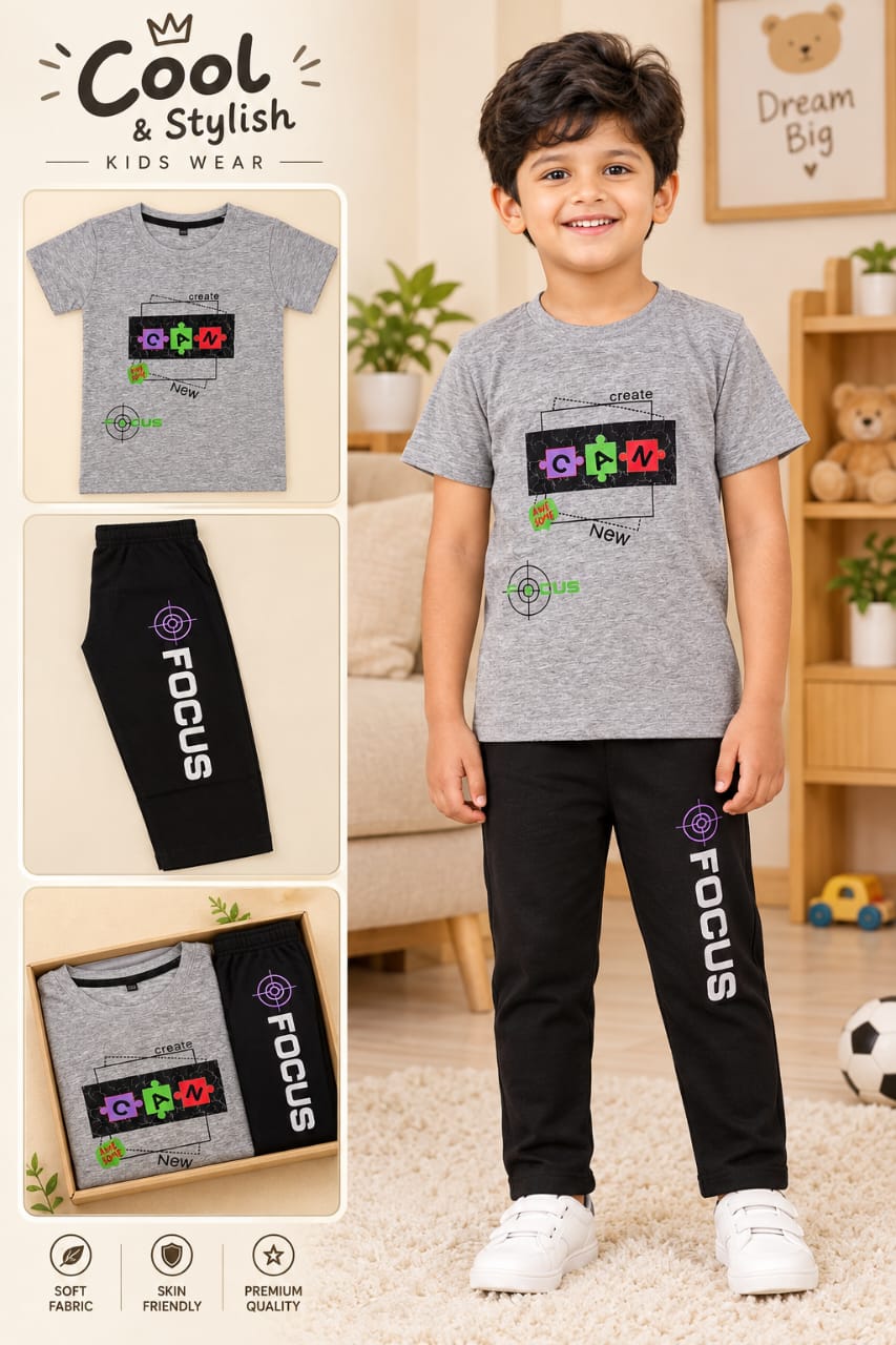 AS CUTEST BOYS  T SHIRT AND FULL PANT SET