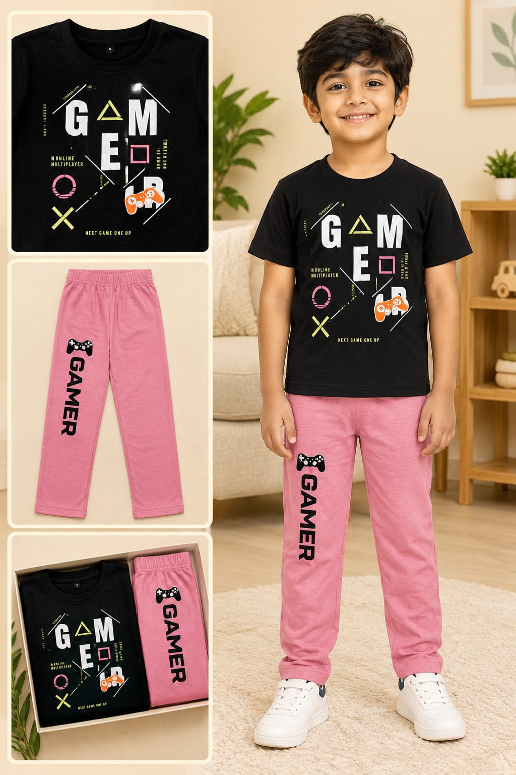 AS CUTEST BOYS  T SHIRT AND FULL PANT SET