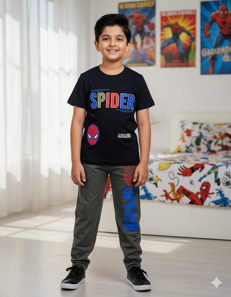 AS CUTEST BOYS  T SHIRT AND FULL PANT SET