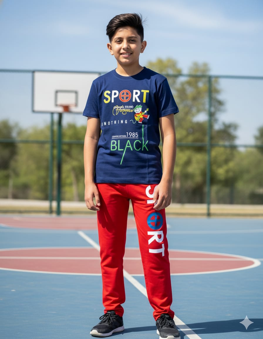 AS CUTEST BOYS  T SHIRT AND FULL PANT SET