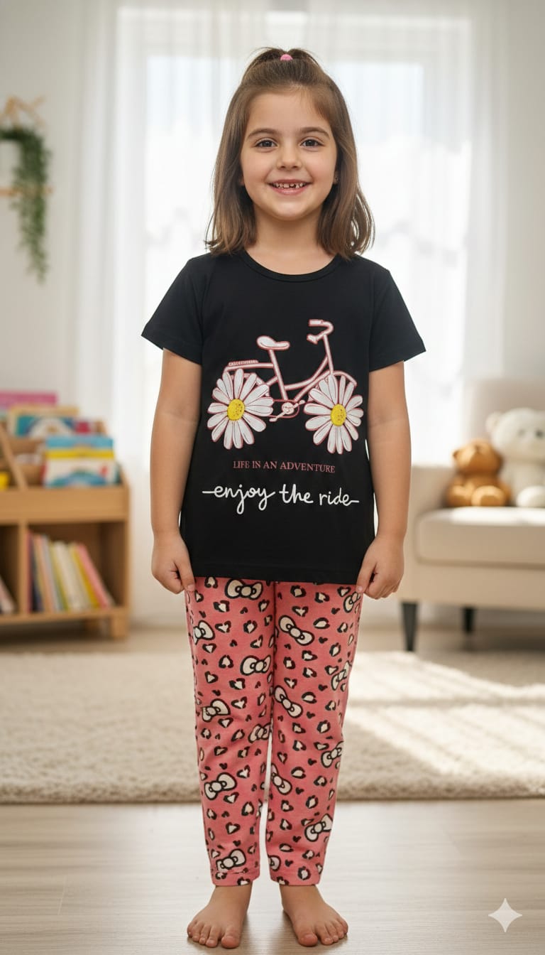 AS CUTEST GIRLS T SHIRT AND FULL PANT SET
