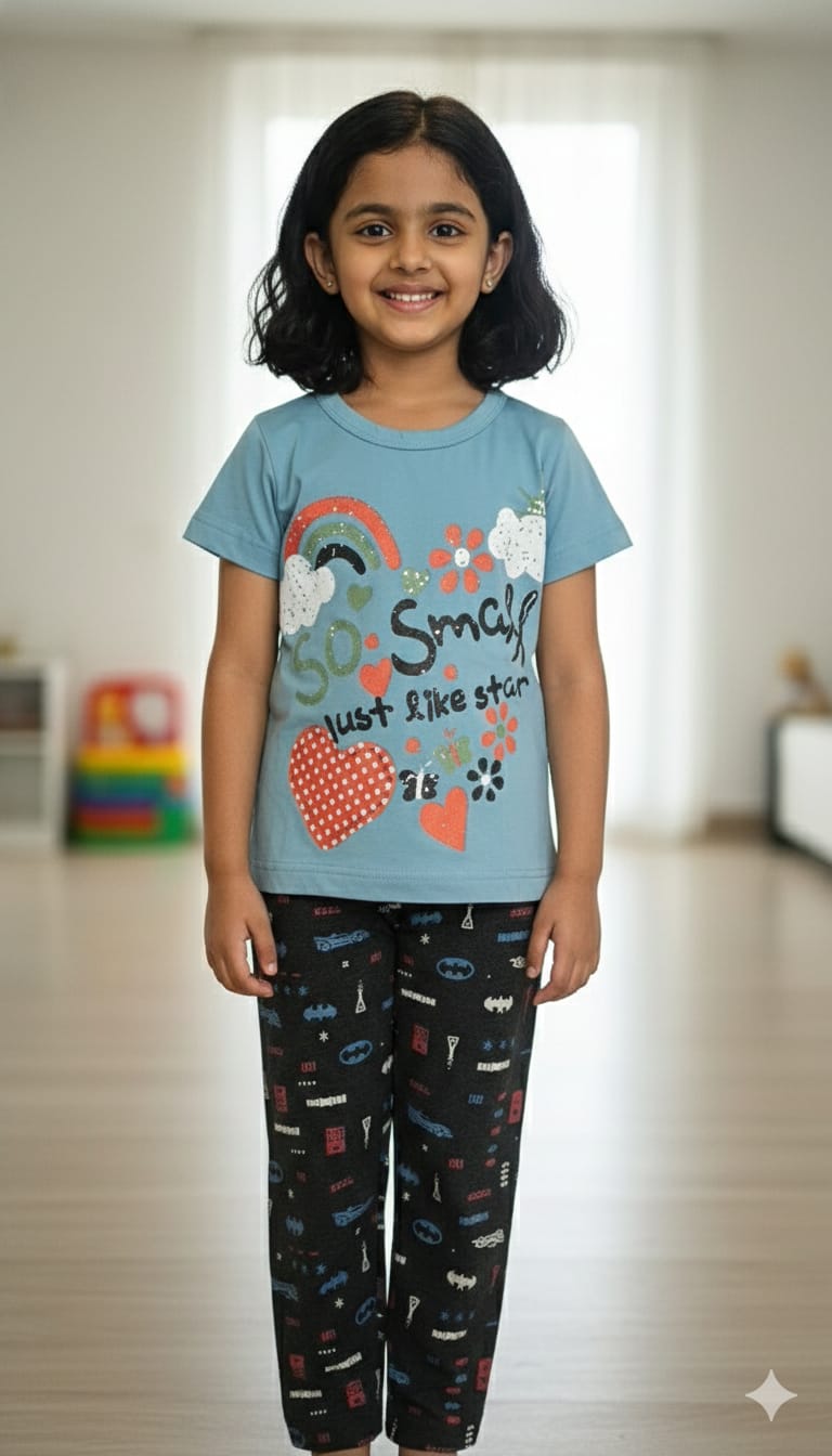 AS CUTEST GIRLS T SHIRT AND FULL PANT SET