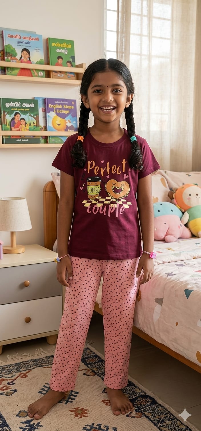 AS CUTEST GIRLS T SHIRT AND FULL PANT SET